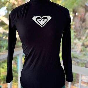 Roxy Black Long-Sleeve Logo Rash Guard Top